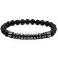 8mm hematite lava rock and matte agate beaded stretch bracelet for men yoga jewelry - Lava Stone