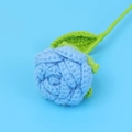 Handmade crochet light blue rose flower with green leaves and stem for gifts - Blue Rose Bouquet