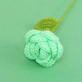Handmade crochet rose flower in mint green yarn with detailed knit texture - Aquamarine Rose Bouquet