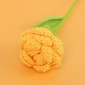 Handmade crochet orange rose flower with green leaves and realistic knitted texture - Turmeric-rose Bouquet