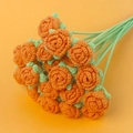 Handcrafted crochet rose bouquet in bright orange milk cotton yarn with green leaves - Orange-colored Bubble Rose Single Stem (flower Head 4.5cm)
