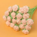 Handmade crochet rose bouquet in orange-pink yarn with detailed knit texture - Skin Tone - Single Stem Of Bubble Rose (flower Head 4.5cm)