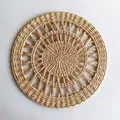 Bohemian style natural straw woven wall decor with radial openwork pattern - Natural Hollow Radial Style (30cm)