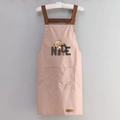 Waterproof kitchen apron in orange pink featuring a cute teddy bear and pocket - NICE Bear Pink (Standard Style)