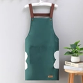 Waterproof dark green apron with pockets and side towels for kitchen workwear - Simple Green (Hand-wiping Style)