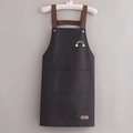 Black waterproof canvas apron with rainbow embroidery and brown cross straps - Rainbow Black (Standard Style)