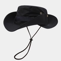 Chapeau de soleil noir à large bord avec cordon réglable et évents latéraux en maille - M (56-58cm) / Gris foncé
