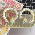 Lot de deux chouchous en soie blanche avec d'adorables oursons en glace jaunes - Ours de dessin animé - Style Glace
