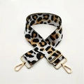Adjustable shoulder strap with grey leopard print and light gold metal lobster clips - No.23 White Khaki