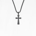 Lange zwarte roestvrijstalen kruis hanger ketting met ronde box ketting uniseks - Grote Hanger (Met Boxketting)