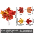 Artificial maple leaf branch 40cm with 30 gradient orange leaves for fall decor - 40cm Rooted Bouquet Style 01