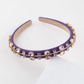 Diadema de tela púrpura de estilo barroco con diamantes de imitación y engastes dorados - Rosa Brillante Diamantes (Estilo A)