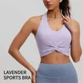 Soutien-gorge de yoga licou violet clair avec détail de nœud et tissu extensible - S / Pourpre