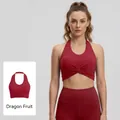 Soutien-gorge de sport dos nu couleur pitaya avec détail noué et bretelles croisées - S / Fruit