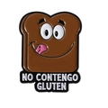 Dettaglio della spilla in smalto a forma di toast con scritta No Contengo Gluten su fondo bianco - Stile Pane Tostato Scuro Senza Glutine (QHXZ4107)