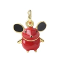 Red enamel mouse charm pendant with golden lobster clasp for DIY jewelry bracelet making - Red Enamel Mouse Pendant (#19)
