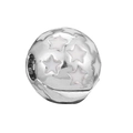 Silver bead charm with white enamel stars for DIY jewelry bracelets and necklaces - White Star Round Bead (#1)