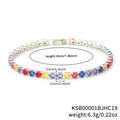 7.5-inch hip hop tennis bracelet with multicolored zircons and 4mm silver-plated chain - 19cm / Rhodium Plated Rainbow
