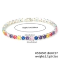 Rainbow cubic zirconia tennis bracelet in silver claw setting with multicolor square stones - 17cm / Rhodium Plated Rainbow