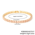 Pulsera tenis hip hop con cadena dorada de 17cm y circonitas rosas redondas de 4mm - 4.0 Oro KC Circonia Rosa - 17cm