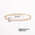 Gold plated hip hop tennis bracelet with 19cm length and 4mm pink cubic zirconia stones - 4.0 KC Gold Pink Zirconia - 19cm