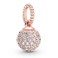 Rose gold sparkling charm bead with clear cubic zirconia pave for bracelets - Rose Gold Fully Paved Spherical Bead (#10)