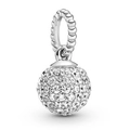 Sparkling pavé white zircon spherical charm in antique silver finish for DIY jewelry - Silver Fully Paved Spherical Bead (#11)