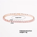 Pink zircon tennis bracelet in rose gold finish with 19cm length for women - 4.0 Rose Gold Pink Zirconia - 19cm