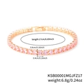 Hip hop tennis bracelet in gold finish with pink square cut cubic zirconia stones - 4.0 Rose Gold Pink Zirconia - 17cm
