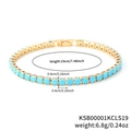 7.48 inch gold hip hop tennis bracelet with blue square-cut zircons for men and women - 19cm / KC Gold Turquoise