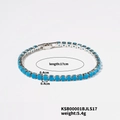 Hypoallergenic 4mm blue zircon tennis bracelet with silver plating and fold-over clasp - 17cm / Rhodium Plated Turquoise