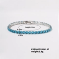 Hip hop 4mm silver tennis bracelet for men and women featuring vibrant blue cubic zirconia - 17cm / Platinum Plated Aqua Blue