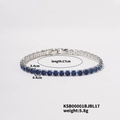 Silver-tone 17cm tennis bracelet with micro-paved 4mm blue cubic zirconia stones - 17cm / White Gold With Blue Zircon