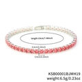 Tennis bracelet with 4mm round-cut red zircons in a silver finish, 19cm length - 19cm / White Gold With Rose Red Zircon