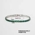 Silver tennis bracelet featuring 4mm round-cut emerald green zircons, 17cm length - 17cm / Platinum Plated Green Zirconia
