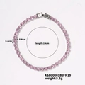 Pink zircon tennis bracelet with silver prong setting and 0.4cm stones, 19cm length - 19cm / Platinum Plated Pink Zirconia