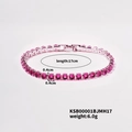 Silver-toned 17cm hip-hop tennis bracelet with 4mm pink square-cut zircon stones - 17cm / White Gold With Rose Red Zircon