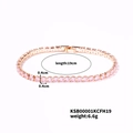 Pink zircon tennis bracelet in gold finish with 19cm length and classic box clasp - 4.0 KC Gold Pink Zirconia - 19cm