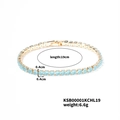 Iced out tennis bracelet featuring 4mm light blue zircon in golden finish, 19cm length - 4.0 KC Gold Aqua Zirconia - 19cm