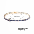 Classic 19cm tennis bracelet in golden metal with 4mm dark blue round-cut zircons - 4.0 KC Gold Dark Blue Zirconia - 19cm
