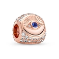 Rose gold charm with blue evil eye and sparkling stones for DIY bracelets - Rose Gold Evil Eye Spherical Bead (#32)