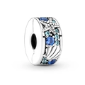 Starfish and seashell charm bead with blue cubic zirconia for charm bracelets - Starfish Shell Ocean Pendant (#34)
