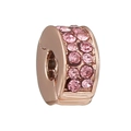 Rose gold charm bead with double-row pink zirconia pavé for DIY bracelets - Rose Gold Double Row Pink Zirconia Bead (#42)