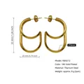 Doppellagige Creolen aus 18K vergoldetem Titanstahl in der Größe 32mm x 20mm - 32mm / Gedrehtes Doppeltes Creolen (PJER212) / Gold