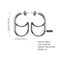 Silberne zweilagige Titanstahl Creolen mit minimalistischem U-förmigem Design - 32mm / Gedrehtes Doppeltes Creolen (PJER211) / Stahlfarbe