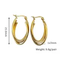 Goldene gedrehte ovale Creolen aus Titanstahl mit einer Abmessung von 25 mm Höhe - 25mm / Mode Geometrischer Stil (PJER234) / Gold