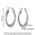 Silver twisted rope titanium steel hoop earrings 35mm diameter and 14.2g weight - 35mm / Large Geometric Hoop (PJER232) / Steel
