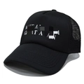 Adjustable black trucker hat with white letter print and mesh back for sun protection - Black Mesh