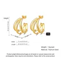 Triple layer golden titanium steel C-hoop earrings 20mm height for women - 20mm / Classic Oval Style (PJER283) / Gold
