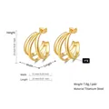 Three-layer gold titanium steel hoop earrings with precise product dimensions info - 23mm / Classic Oval Style (PJER283) / Gold